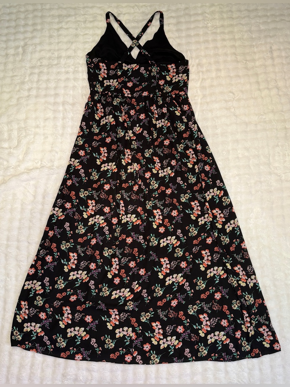 GAP Women’s Sleeveless V-neck Floral Print Black Base Maxi Dress Size 12 - Picture 9 of 10